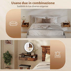 HOMCOM Set of 2 Floating Nightstands with Drawer and Open Shelf, 35x32x22.5 cm, Rustic Brown