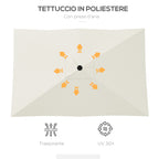 2x3m Rectangular Garden Umbrella with Crank Opening and Adjustable Tilt, Beige