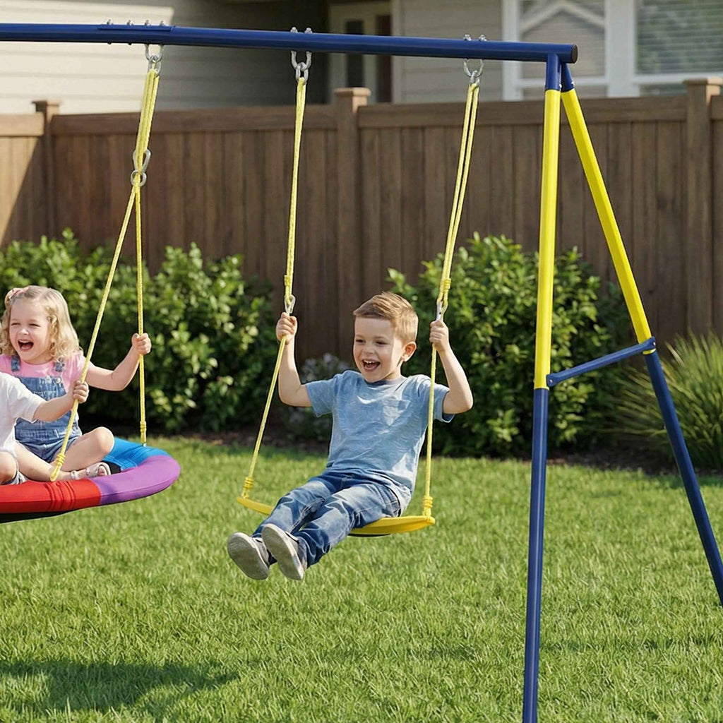 Adjustable Children's Nest Swing and Garden Swing Set, Metal, 265x160x178 cm, Multicolor