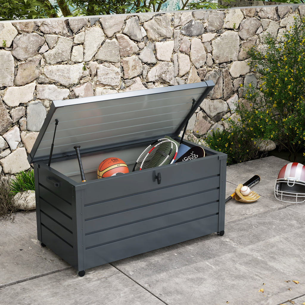 Outsunny Black outdoor 311L with lock and 2 handles, in galvanized steel, 120x62x66 cm, dark gray - Borgè