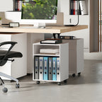 Printer Stand with Wheels and 2 Open Wooden Shelves, 40x35x55.5 cm, White