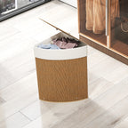 55L Corner Bamboo Laundry Hamper with Removable Bag and Removable Lid, 35x35x60 cm, Brown