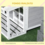 Outdoor Dog Kennel in Wood and PVC with Porch and Windows, 126x118x105cm, Grey - Borge' Group Limited