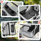 Folding Dog Stroller with Cup Holder and Basket, Steel and Polyester, 75x45x97 cm, Grey - Borge' Group Limited
