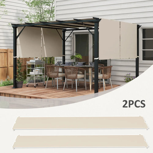 (COVER ONLY) 3x3m Polyester Gazebo Pergola Cover with Pockets and Straps, 488x122cm, Khaki