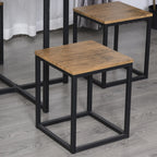 5 Piece Industrial Style Table and Stool Set for Kitchen, Home or Restaurant, Black and Wood Color