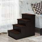 4-Step Dog and Cat Ladder with Removable Plush Cushions, 40x59x54.2 cm, Brown