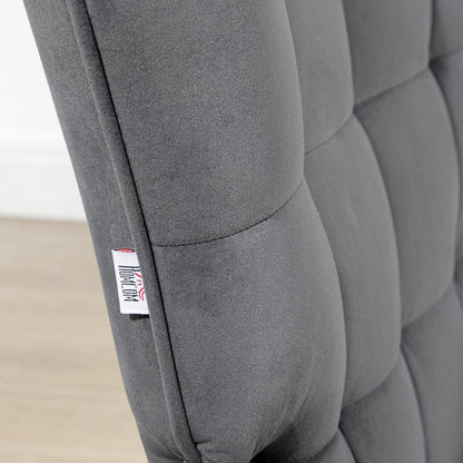 Upholstered Armchair with Armrests and Integrated Footrest in Dark Grey Velvet Effect Fabric - Borgè