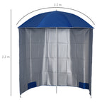 Beach Umbrella with Integrated Awning, in Metal and Polyester, Ø220x220 cm, Blue