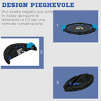 Mini Fitness Trampoline Ø102 cm Foldable with Height-Adjustable Handlebar, Blue