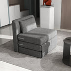 Space-Saving 3-Section Folding Floor Armchair Fabric Bed, 80x75x74 cm, Grey