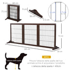 Folding and Adjustable Pet Gate in Pine Wood and Metal with Stable Base, for Dogs and Puppies, 185x36x71cm - Borge' Group Limited
