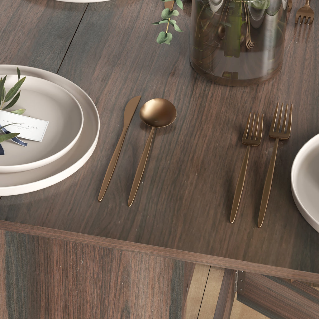 HOMCOM Folding Table with 2 Oval Flaps, Space-Saving Wooden Console, Brown - Borgè