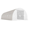 Outsunny 8x3x2 m Tunnel Greenhouse with Plastic Lining and Reinforced Steel, White