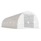 Outsunny 8x3x2 m Tunnel Greenhouse with Plastic Lining and Reinforced Steel, White