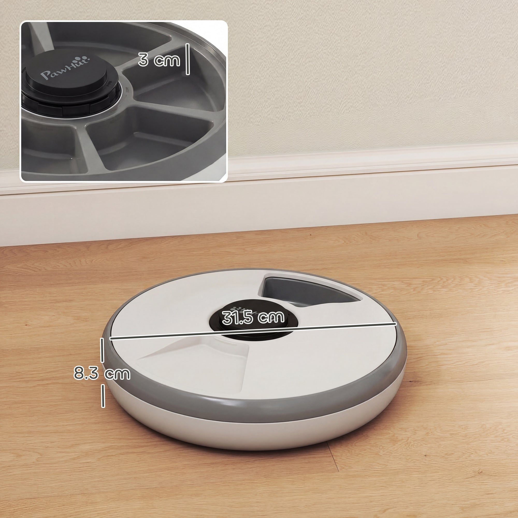 PawHut Automatic Cat and Dog Food Dispenser with Timer and LED Display, 1-6 Meals a Day, for Dry and Wet Food