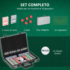 10 Player Poker Set with 400 Chips, 2 Decks of Cards, 5 Dice, Mat and Grey Case