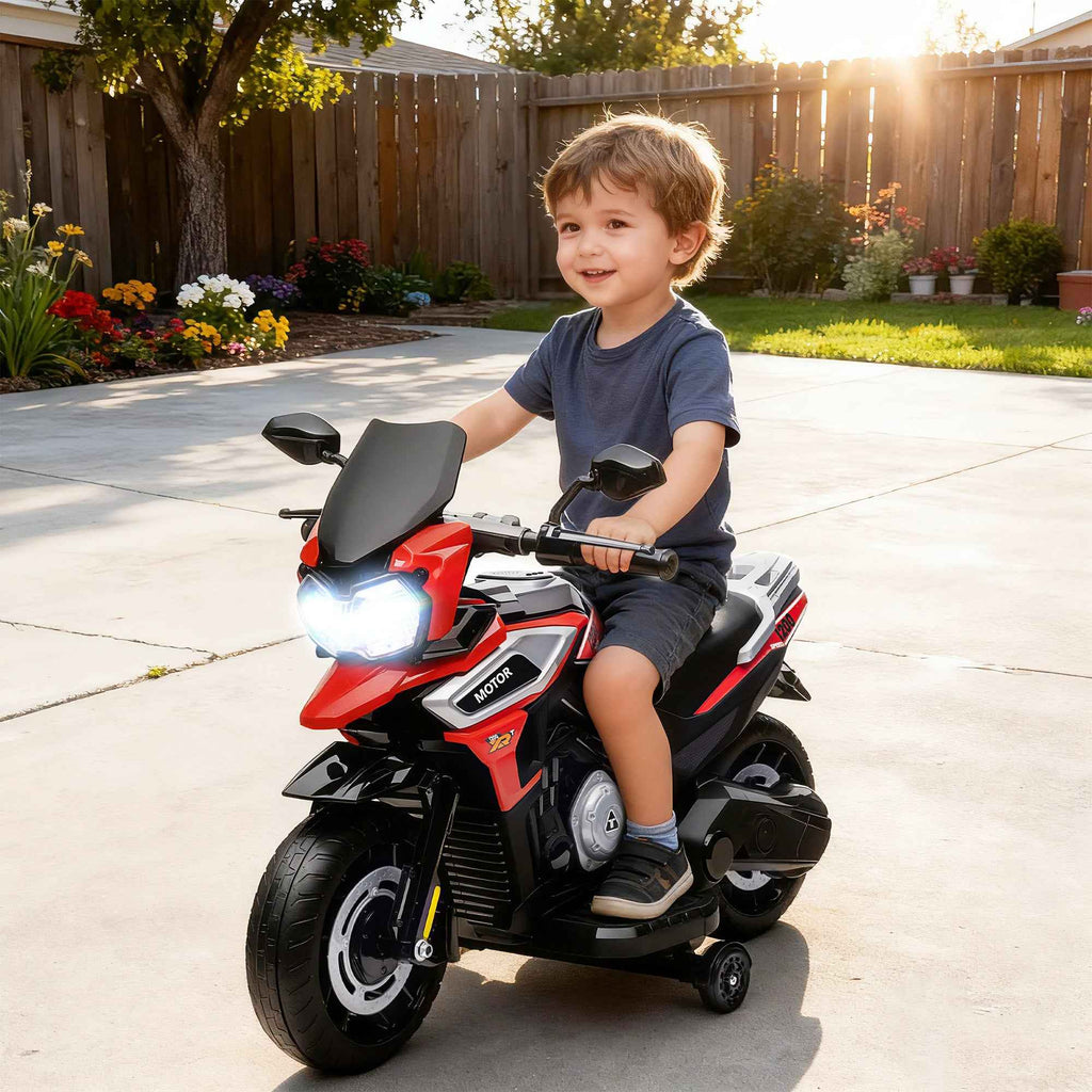 AIYAPLAY Children's Electric Motorcycle with Wheels, Mirrors and Footrest, Made of PP and Metal, 85.5x44.5x56 cm, Red