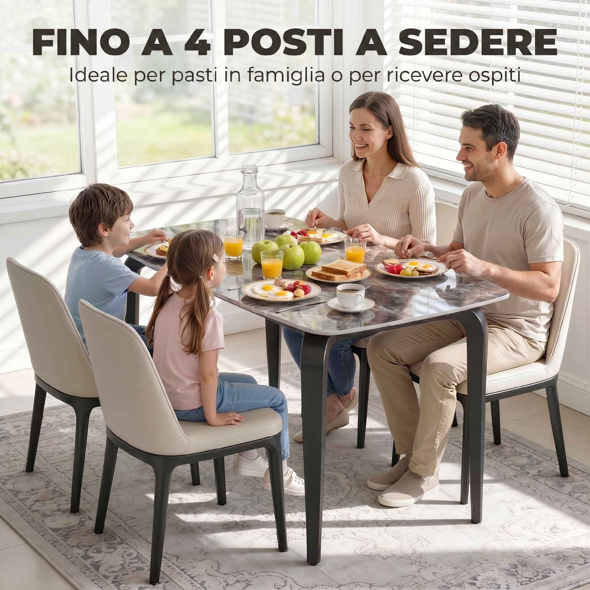 HOMCOM 4-Person Table, 130x70 cm, Modern with Sintered Stone Top, Brown