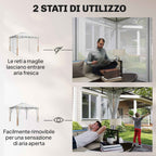 Outsunny Gazebo 3 x 3.6 m, Double Roof UPF50+ with Net, Cream