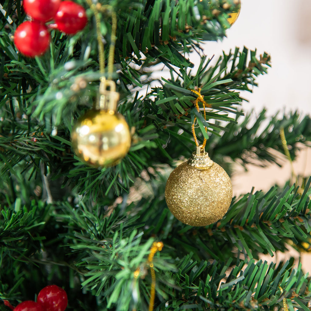 HOMCOM Small Christmas Tree 60cm with 15 LED Lights and Decorations