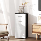 Bathroom Cabinet with Drawer and Wooden Cabinet, 35x30x77.5cm, Black and White