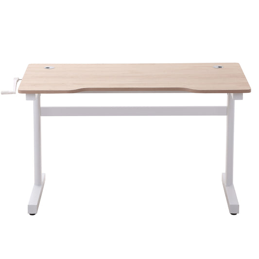 Height adjustable desk with manual craft adjustment, 120x60x72-117cm, white - Borgè