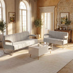 HOMCOM 3-Seater Modern Sofa Upholstered in Beige Chenille, Made of Steel, Sponge and Plywood, 174x75x76 cm