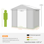 Wood Effect Steel Garden Shed with Double Sliding Doors, 236x196x208 cm, Brown