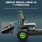 Pedal Go Kart for Kids Ages 5-12 with Adjustable Seat, Metal and PP 121x58x61 cm, Green and Black