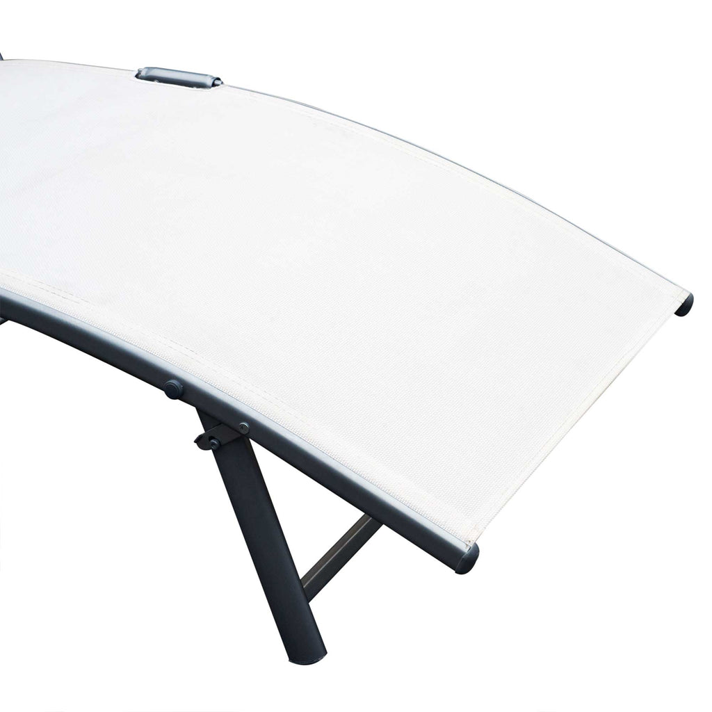 Outsunny Folding Garden Lounger with Cushion, 7-Reclining Backrest, 137x63.5x100.5cm, Beige