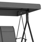 3 Seater Garden Swing with Adjustable Sun Canopy, 195x118x170 cm, Dark Grey