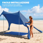 Outsunny UV 50+ Beach Tent for 2-4 People with Mat and Shovel, in Lycra and Aluminum, 200x208x200 cm, Blue