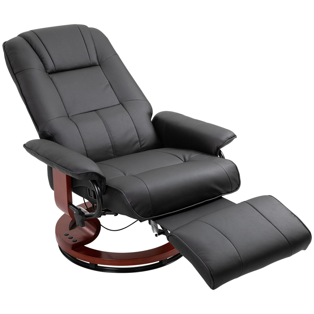 Manually Reclining Relaxing Chair up to 145° with Footrest and Faux Leather Upholstery, Black