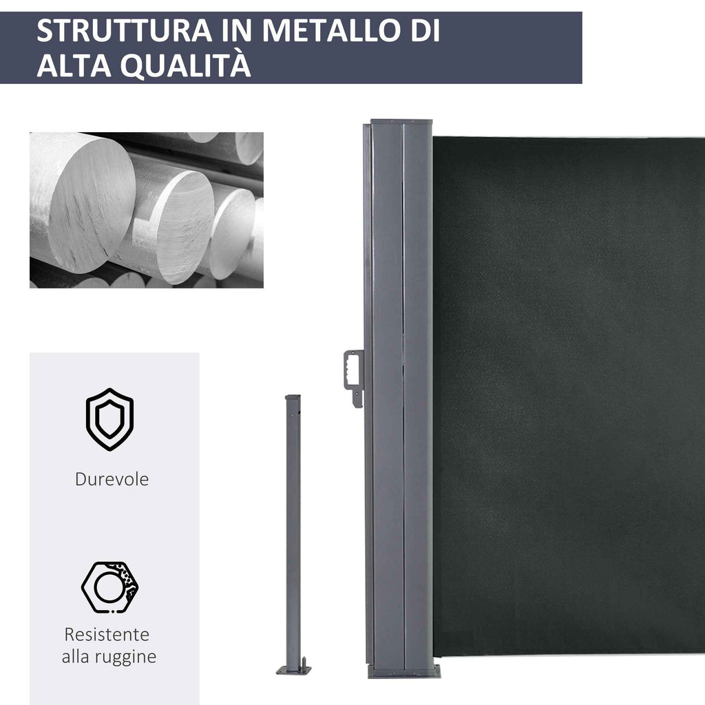 Outsunny Adjustable UV-Resistant Garden Divider with Handle, Metal and 180g/m² Polyester, 600x180cm, Grey