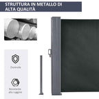Outsunny Adjustable UV-Resistant Garden Divider with Handle, Metal and 180g/m² Polyester, 600x180cm, Grey