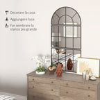 Arched Window Style Wall Mirror for Bedroom and Entrance, 76x43cm, Black