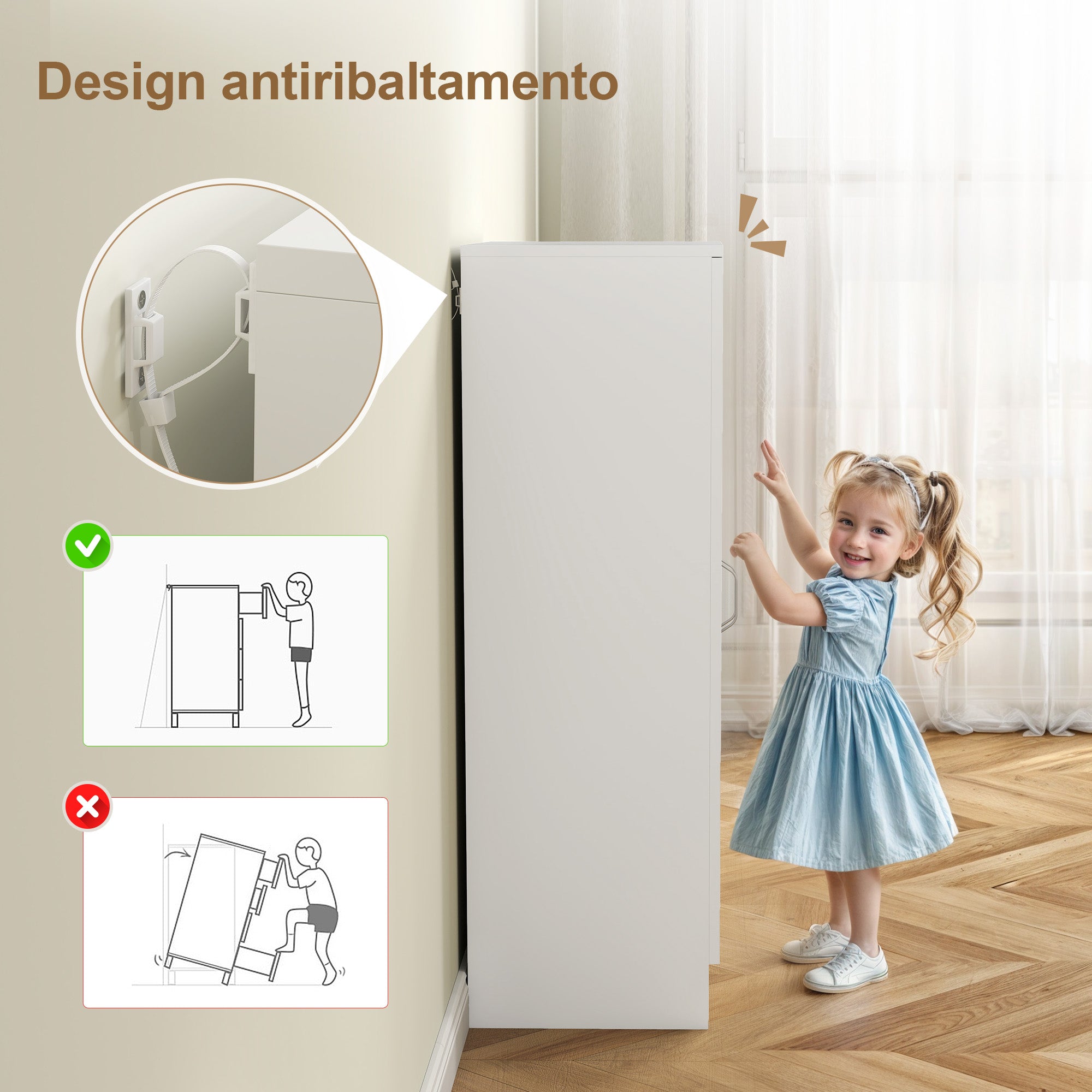 6-Tier Adjustable Shoe Rack in White Wood, 55x35x108 cm