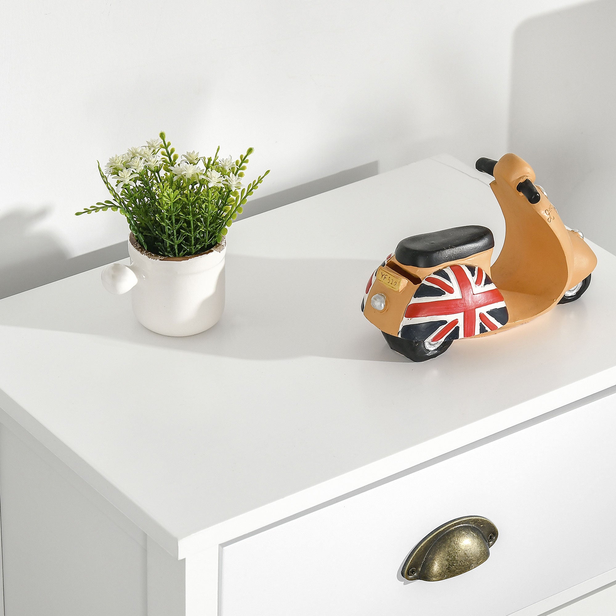 Chest of Drawers with 5 Colourful Drawers, Tall and Space-Saving Dresser, Multi-Coloured Blue