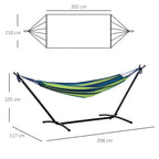 Outsunny Freestanding Hammock with Stand, Adjustable Height and Carry Bag, 298x117x105 cm, Green