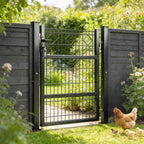 Outsunny Gate 100x131 cm, Galvanized Metal, Lock, Keys, Handle, 2 Posts