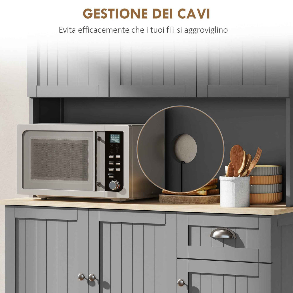 Country Kitchen Cabinet Sideboard with Adjustable Shelves 101x39x180cm Grey
