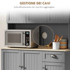 Country Kitchen Cabinet Sideboard with Adjustable Shelves 101x39x180cm Grey