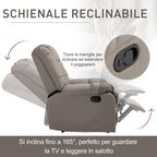 Relax Armchair with 8 Massage Points and 165° Reclining in Faux Leather, Gray - Borgè