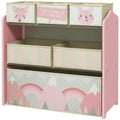 ZONEKIZ Children's Toy Shelf with 6 Removable Fabric Containers, 63x30x66cm, Pink - Borgè