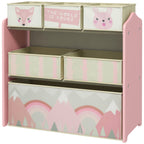 ZONEKIZ Children's Toy Shelf with 6 Removable Fabric Containers, 63x30x66cm, Pink - Borgè