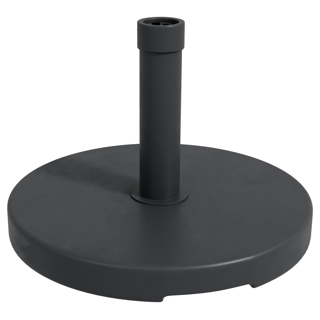 15kg Round Umbrella Base for Ø24-38mm Poles, Plastic and Concrete, Ø46.5 cm, Black