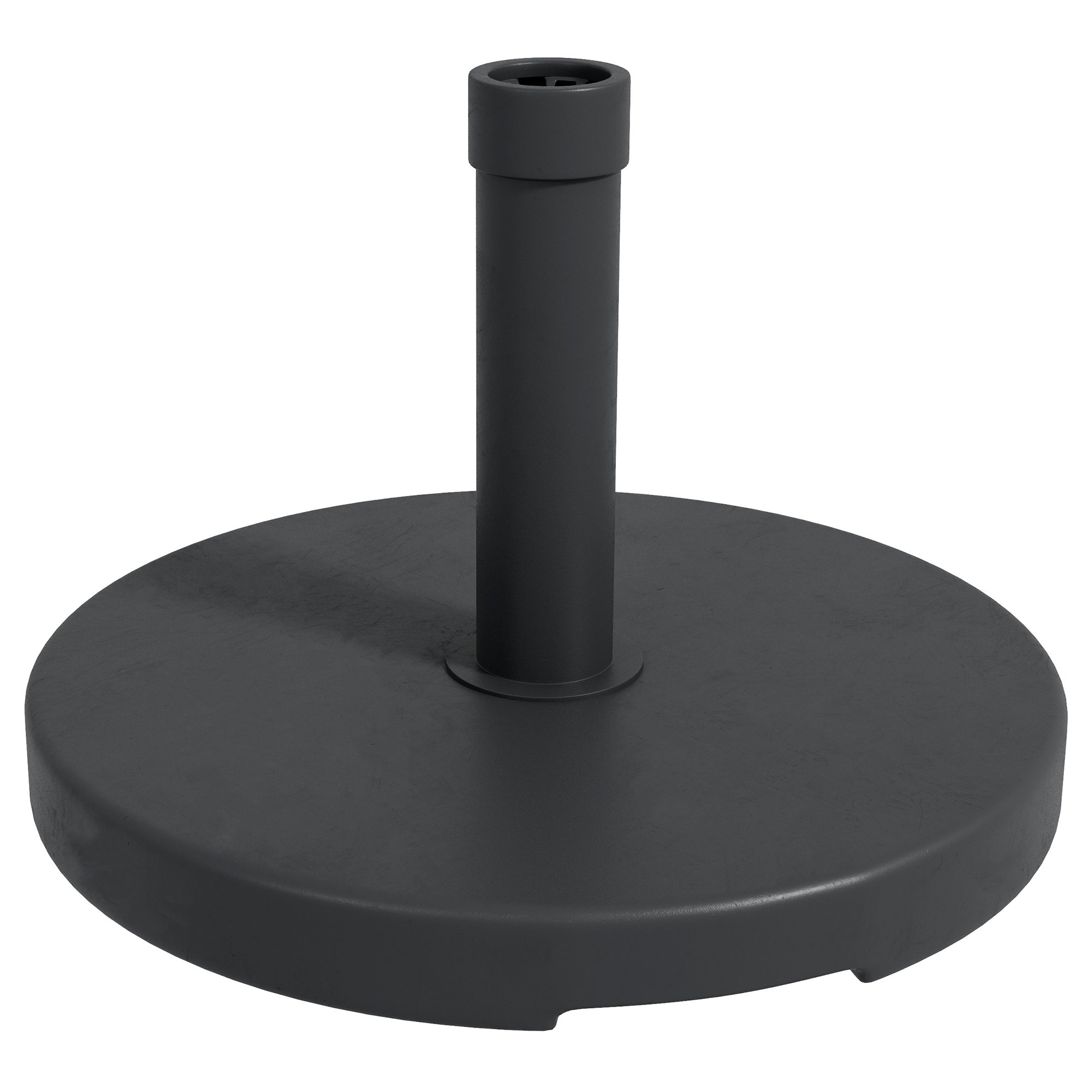 15kg Round Umbrella Base for Ø24-38mm Poles, Plastic and Concrete, Ø46.5 cm, Black