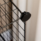 Space-saving bookcase cabinet, 9 mesh cubes with steel and PP panels, 35x35x35 cm, Black