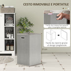 Bathroom Laundry Cabinet with Removable Basket and Adjustable Shelves, 60x38x86 cm, White